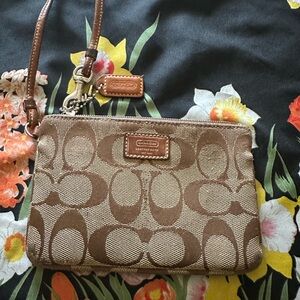 Coach Vintage Y2K Signature Brown Wristlet Bag